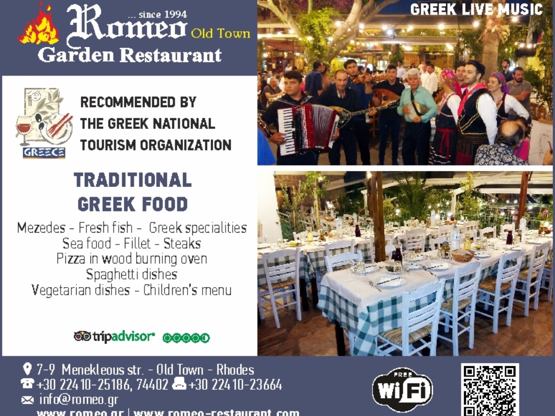 Romeo Garden Restaurant in Rhodes